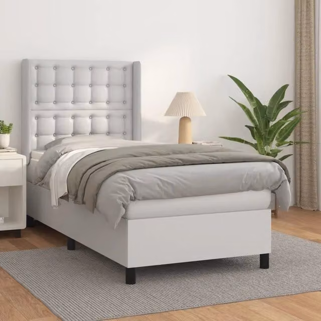 Letto a molle con materasso bianco vidaXL in similpelle L/P/H: 203 x 103 x 128 cm