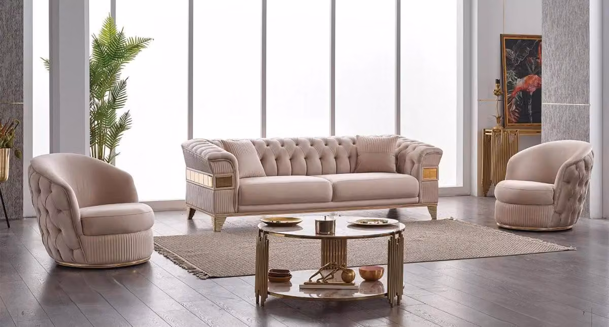 Wohnzimmer Sofagarnitur 3tlg Design Luxus Polstermöbel 3+1+1 Sitzer