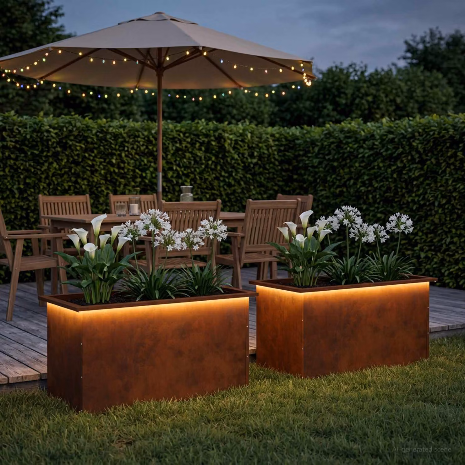 vidaXL Fioriera da giardino con LED 2 pz Ruggine 50 x 80 x 48 cm