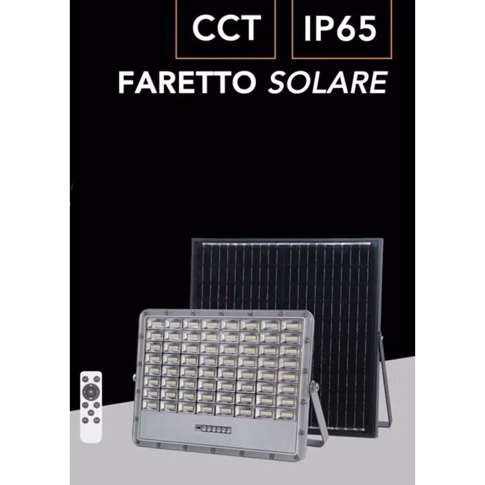 Faro Led Floodlight Trade Shop Traesio Grigio con Pannello Solare, 2000lm, IP65, con Telecomando e Timer – 2