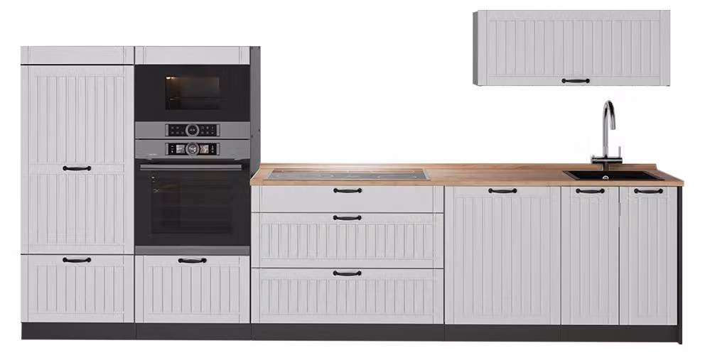 Cucina componibile Vicco Fame-Line Bianco rustico/Antracite 340 cm, PL Rovere, Model 64498