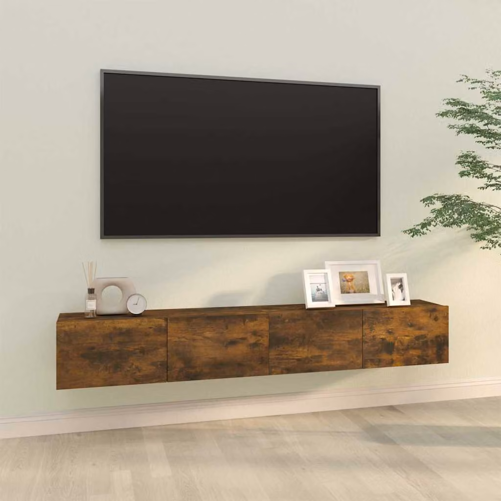 Set di 2 mobili TV da parete vidaXL in legno Rovere Fumo, L 100 x P 30 x H 30 cm