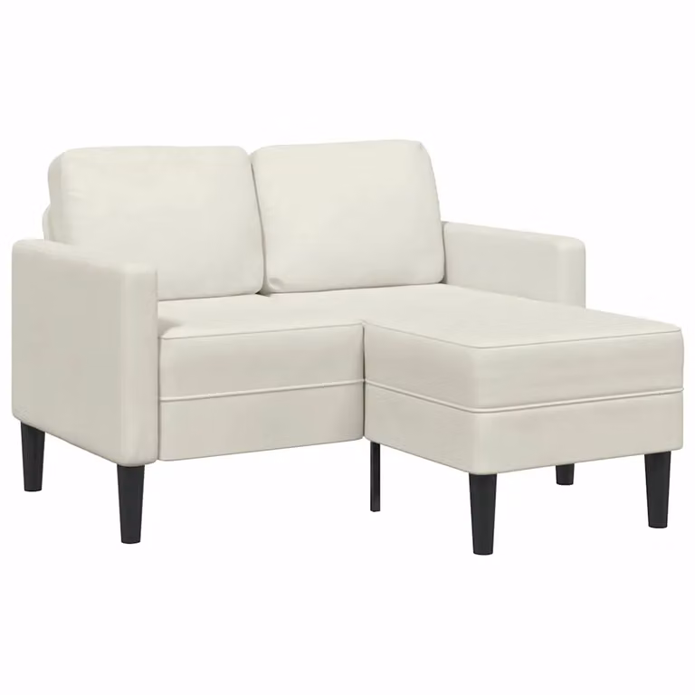 vidaXL Divano 2 Posti con Chaise longue a L Crema 125 cm Velluto