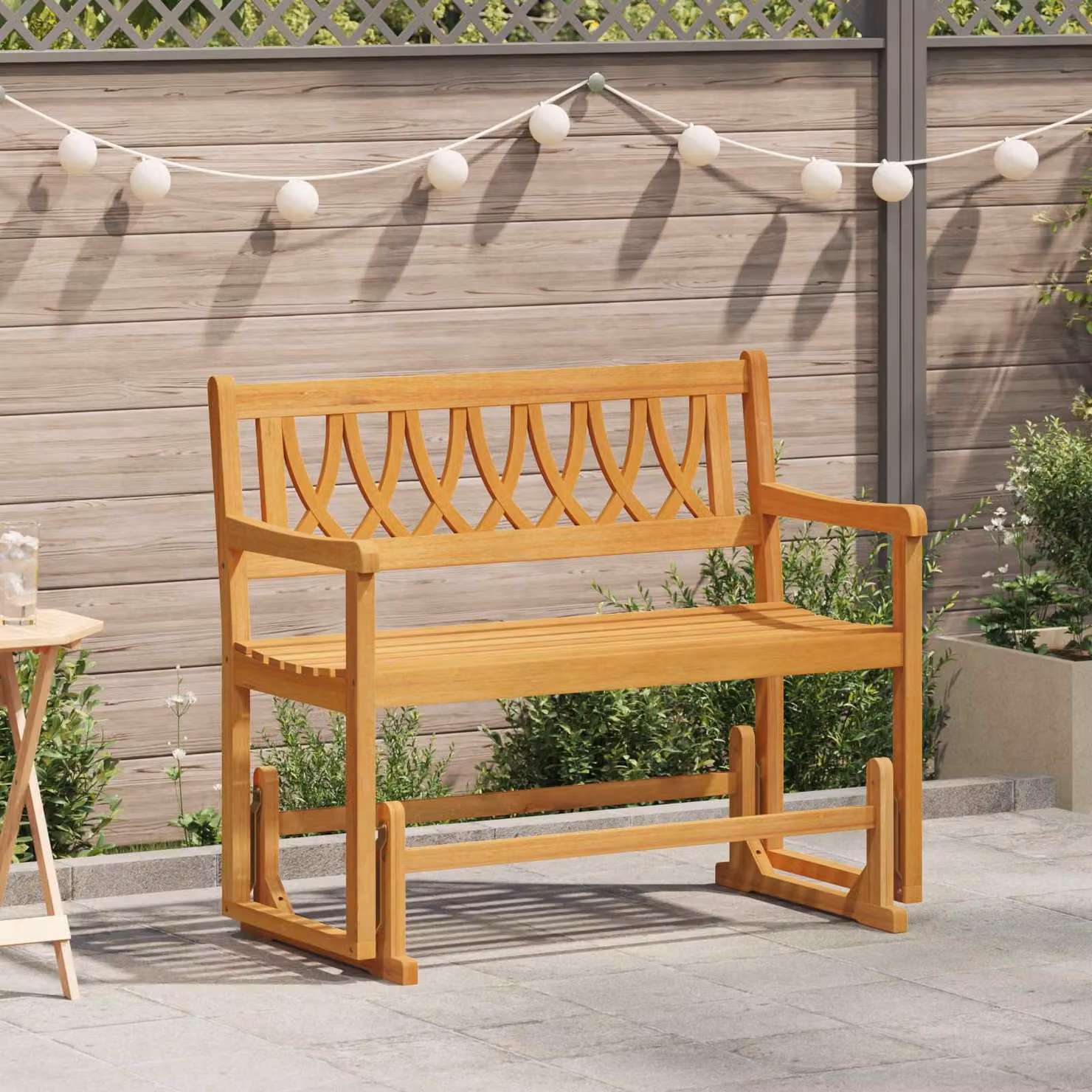 vidaXL Panca Glider da Giardino in Legno di Acacia Naturale Marrone L: 110 cm, P: 59 cm, H: 97 cm