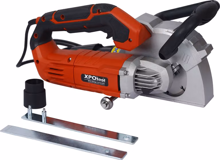 Wiltec wall chaser 1350 W con 2 dischi da taglio diamantati Ø125 mm, fresa a fessura Wall chaser con adattatore per aspirapolvere, larghezza 8-26 mm, profondità max. 30 mm