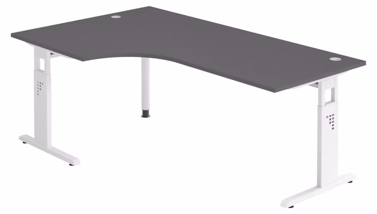 bümö Scrivania Serie-O - Decorazione: grafite, dimensioni: scrivania angolare 200 x 120 cm, struttura: bianco