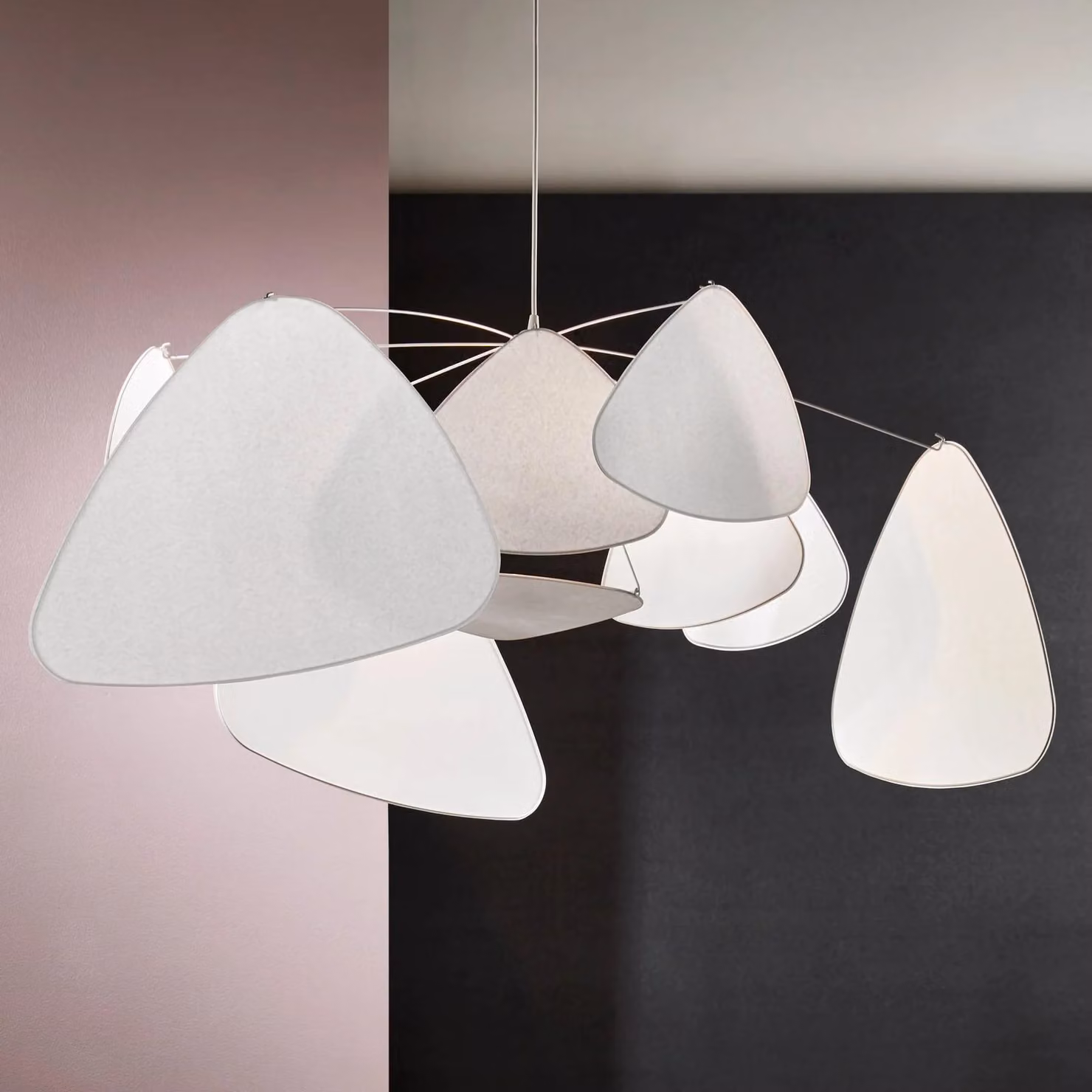 MARKET SET Lampada a sospensione Screen XL, dimmerabile, Bianco / Opale, Soggiorno / Sala da pranzo, Carta / Lunolit / Lunopal, Design, Lampada a sospensione
