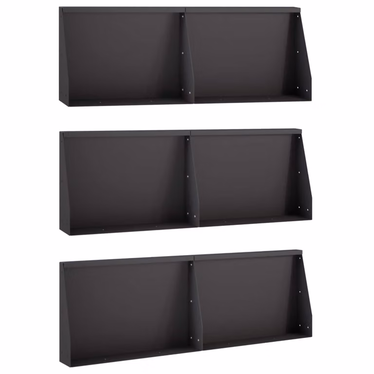 Set di 6 aiuole rialzate vidaXL in acciaio nero per giardino ornamentale, L: 60 cm, P: 30 cm, H: 12 cm