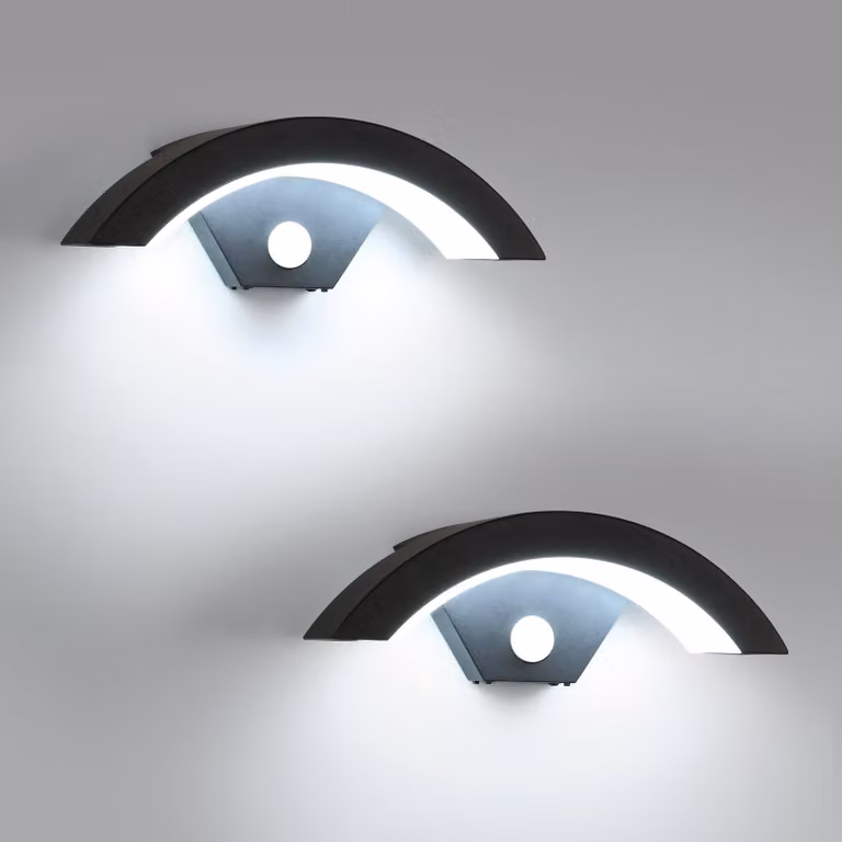 Lampada da parete esterna a LED, set da 2, 24W, grado di protezione IP65, 6500K, con sensore di movimento