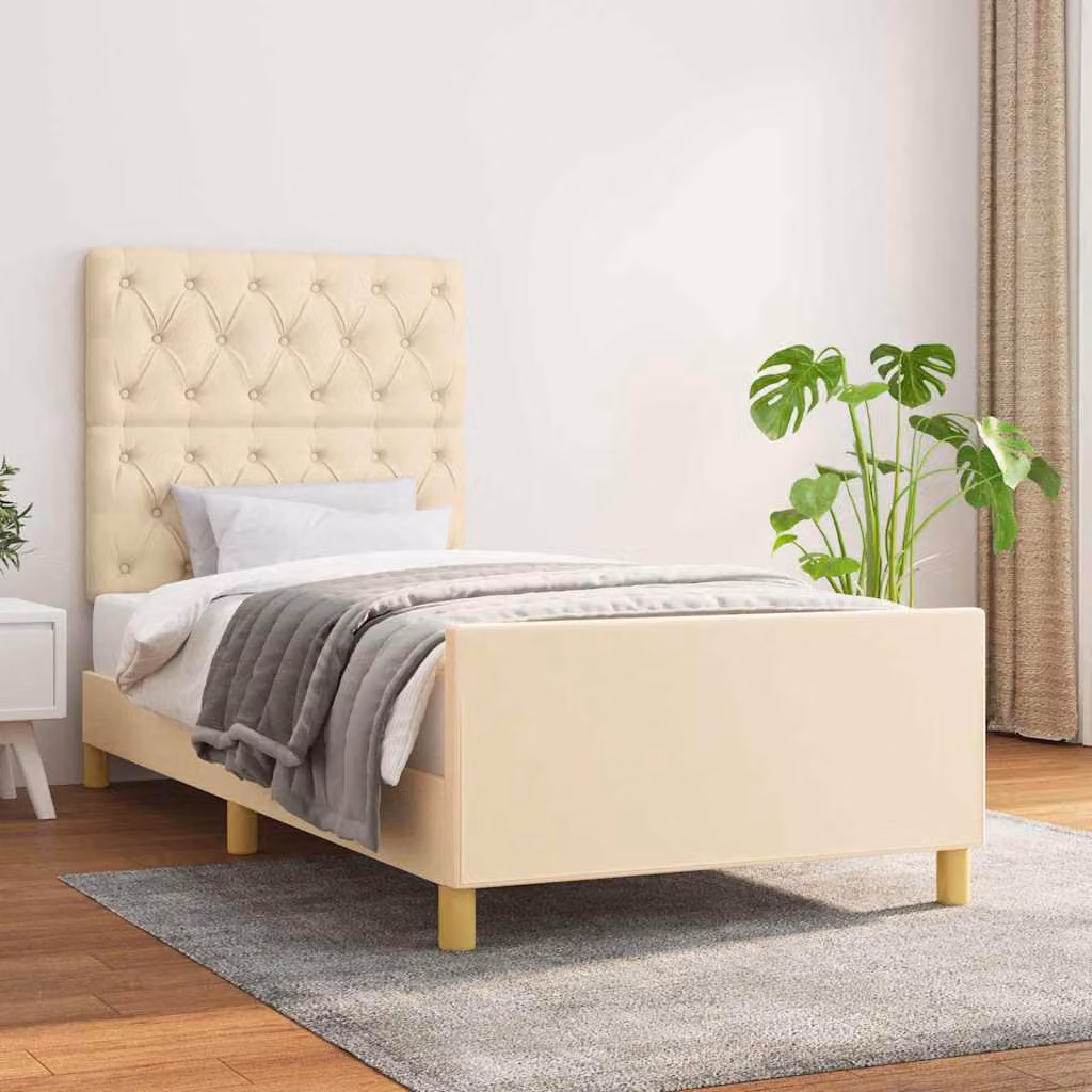 Giroletto vidaXL senza materasso in tessuto beige e legno di larice L/P/H: 203 x 80 x 83 cm