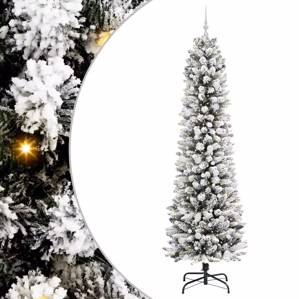 Albero di Natale artificiale moderno vidaXL con LED bianco e verde, Altezza: 240 cm – 2
