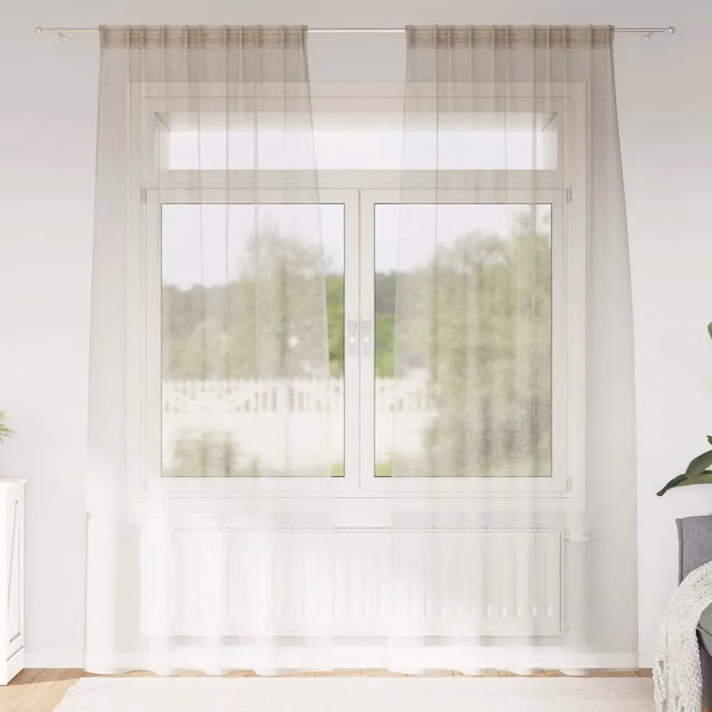 Set di 2 tendine velate vidaXL in poliestere color sabbia/beige, L: 245 cm x H: 140 cm