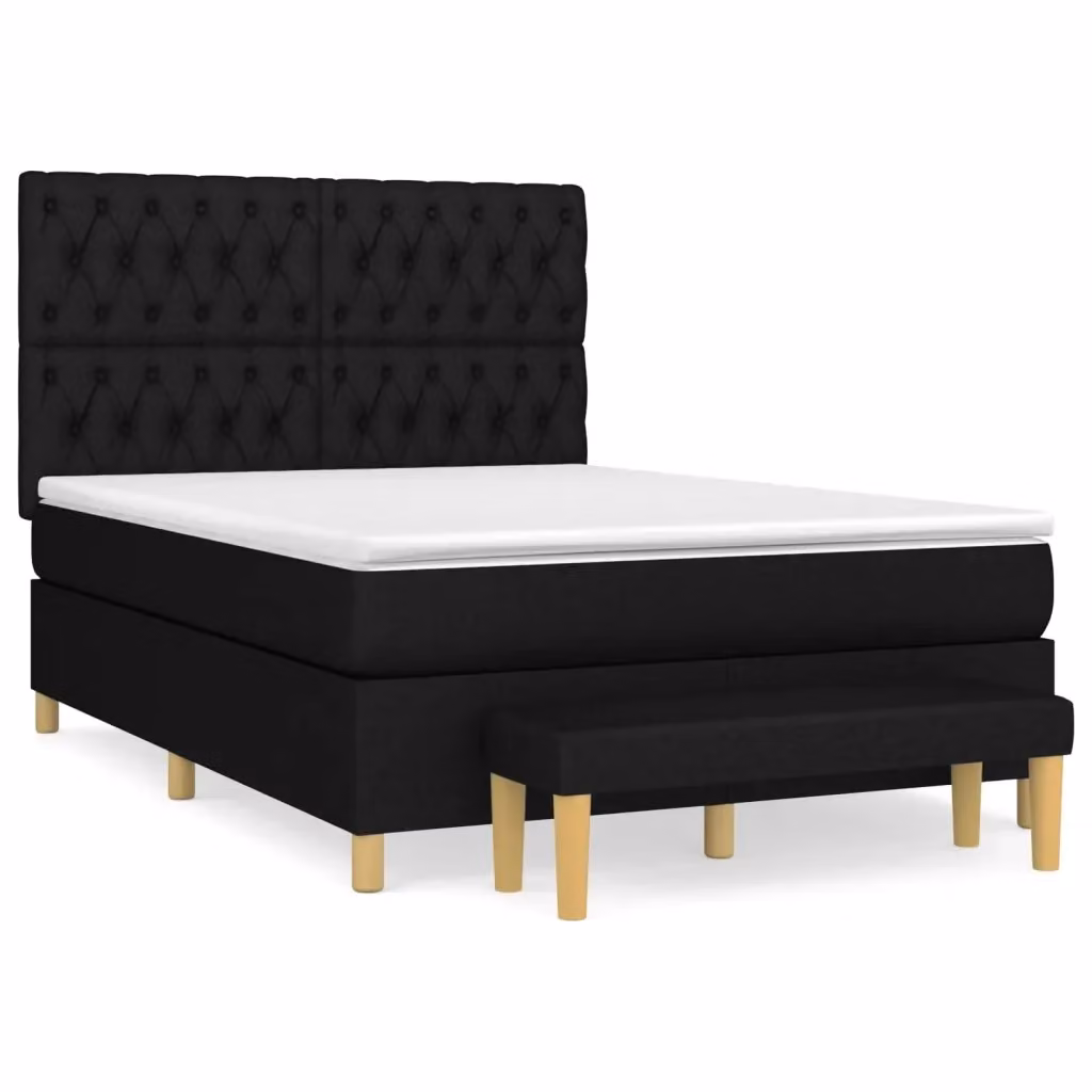 Letto Ibrido con Giroletto a Molle e Materasso vidaXL, Colore Nero e Bianco, L/P/H: 140 x 200 x 128 cm – 2