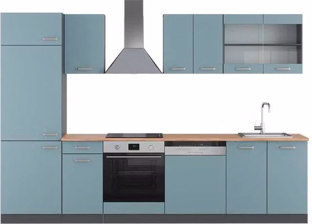 Cucina componibile moderna R-Line Vicco, Grigio-blu/Antracite, L: 300 cm