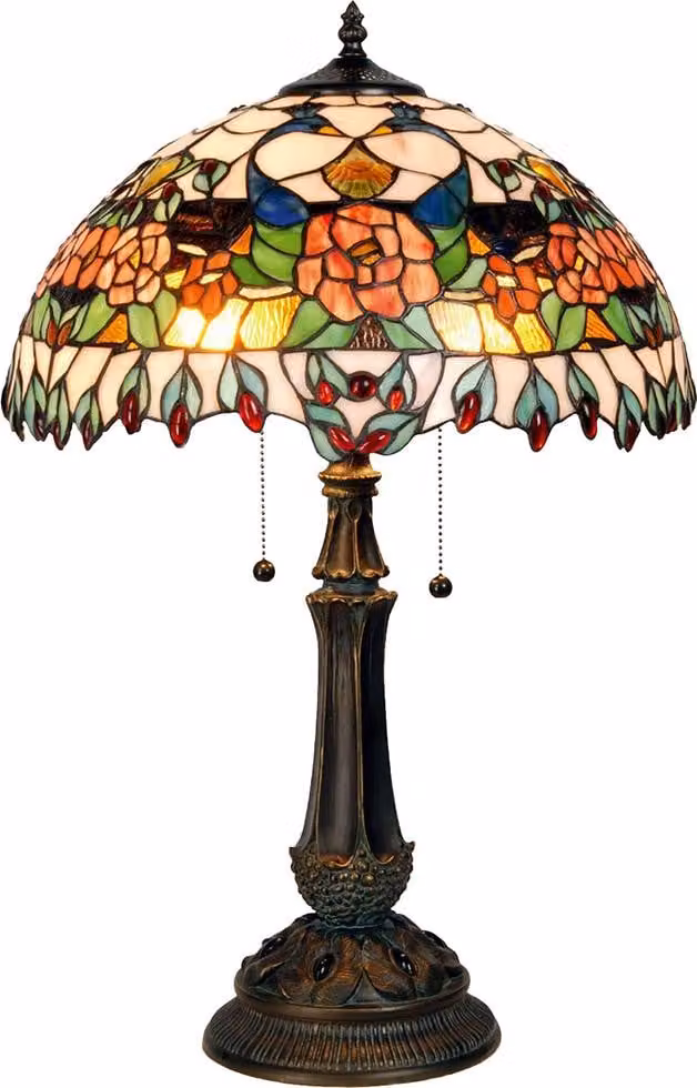 Lampada da tavolo Tiffany Clayre & Eef Ø 41x67 cm Rosso Verde Vetro Rosa