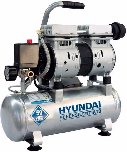 Compressore d'aria silenziato Hyundai Oil Free color argento, 6 l, 8 bar, 1000 W – 2