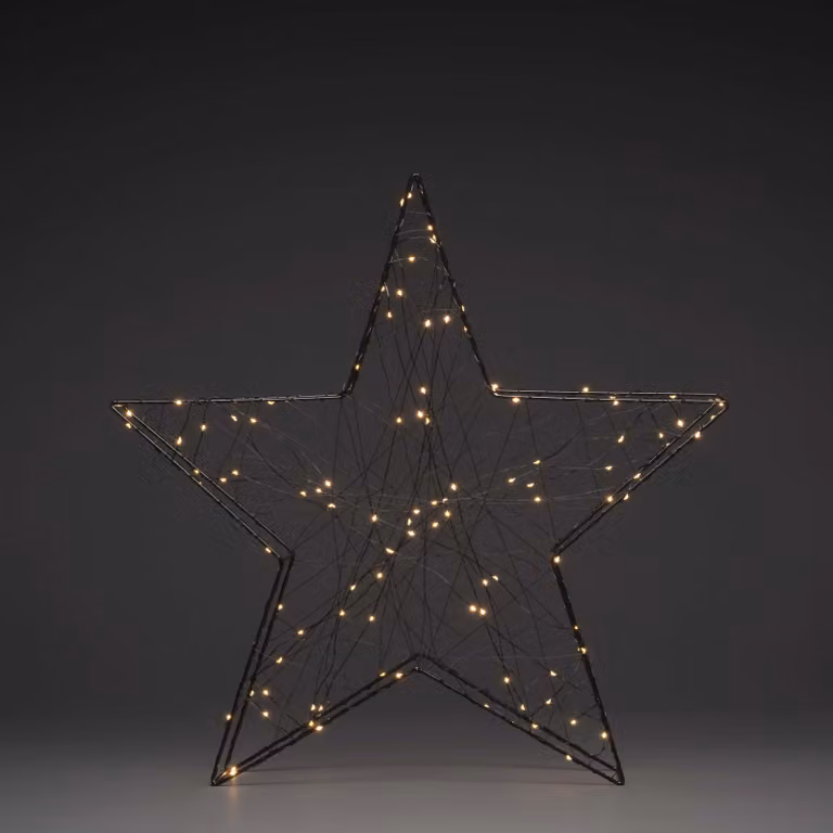 Stella di metallo Konstsmide LED, nera, 100 diodi bianco caldo