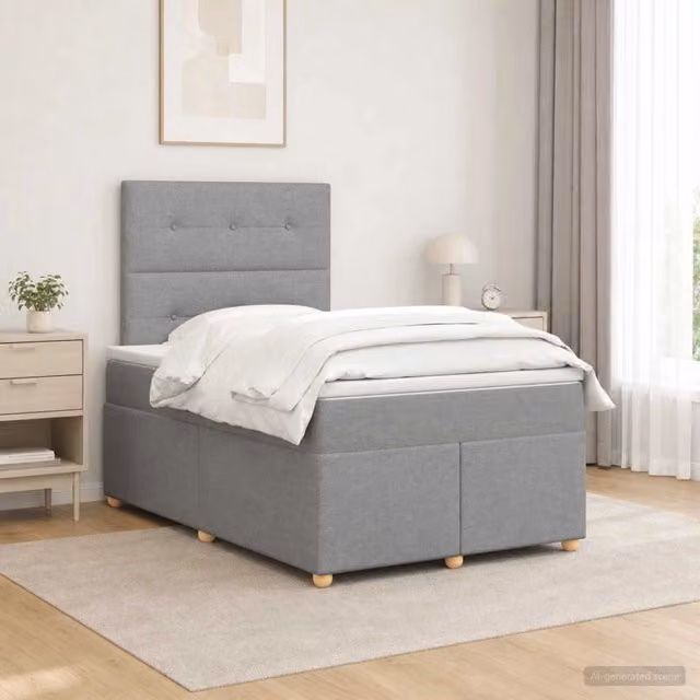 Letto box spring con materasso ibrido vidaXL Grigio Chiaro L/P: 120 x 200 cm