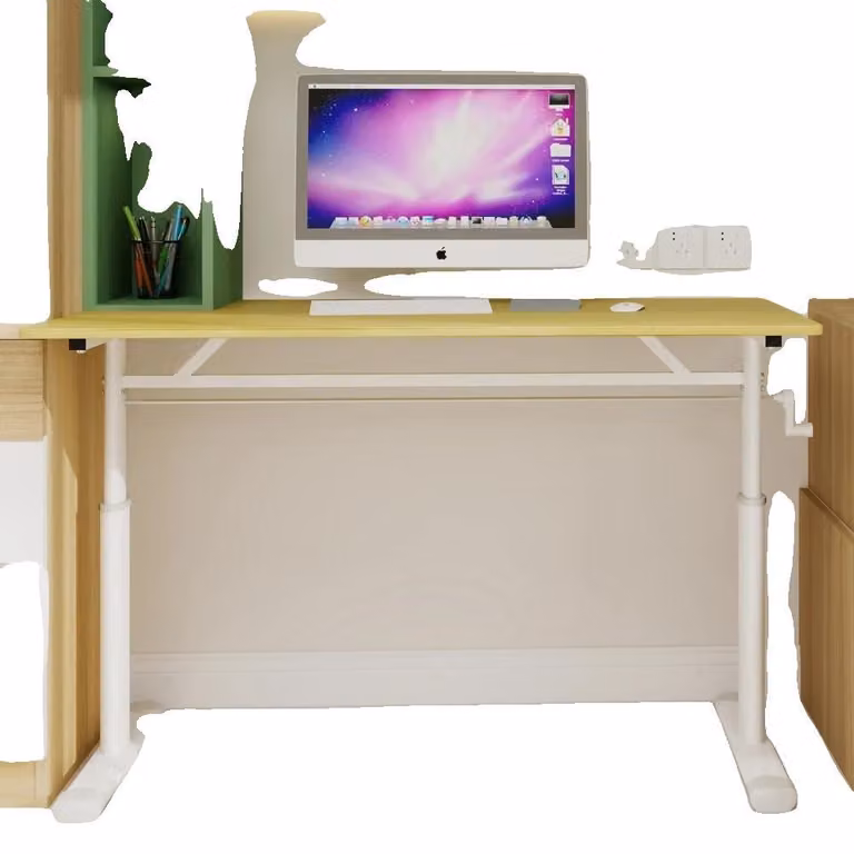 Scrivania regolabile, regolabile in altezza, design multifunzionale, legno + 60×120 cm