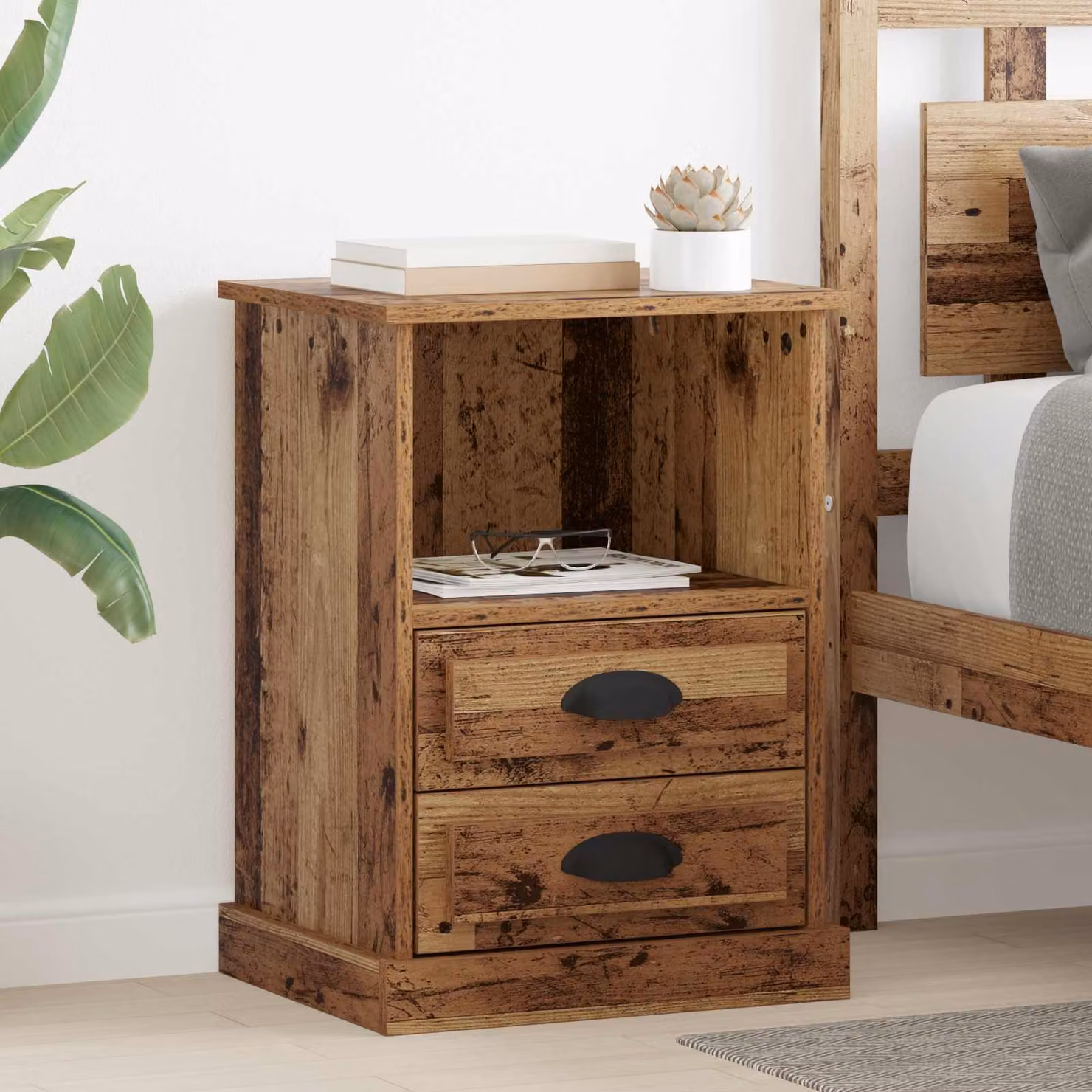Armadio da notte vidaXL in legno effetto rustico marrone L: 36 cm, P: 43 cm, H: 60 cm