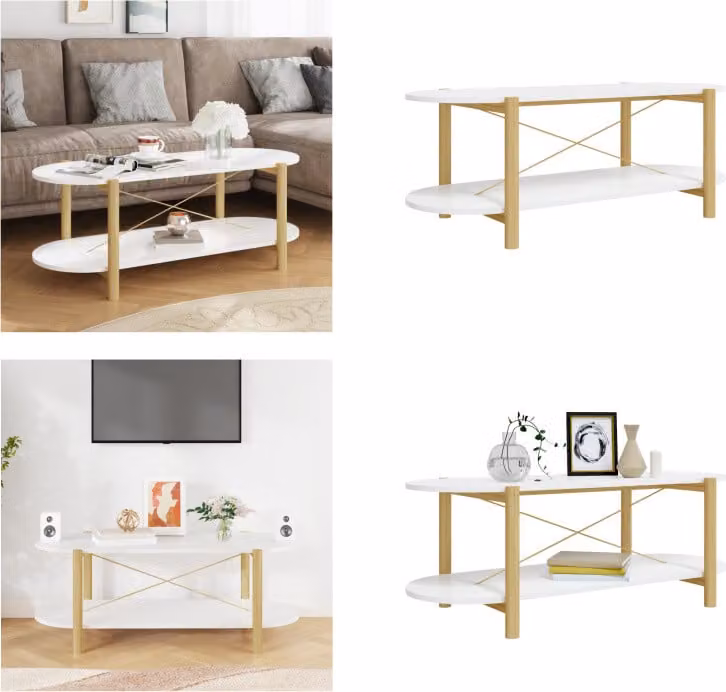 vidaXL Tavolino bianco 110x48x40 cm Materiale a base di legno - Tavolino - Tavolini - Tavolino - Tavolo da divano