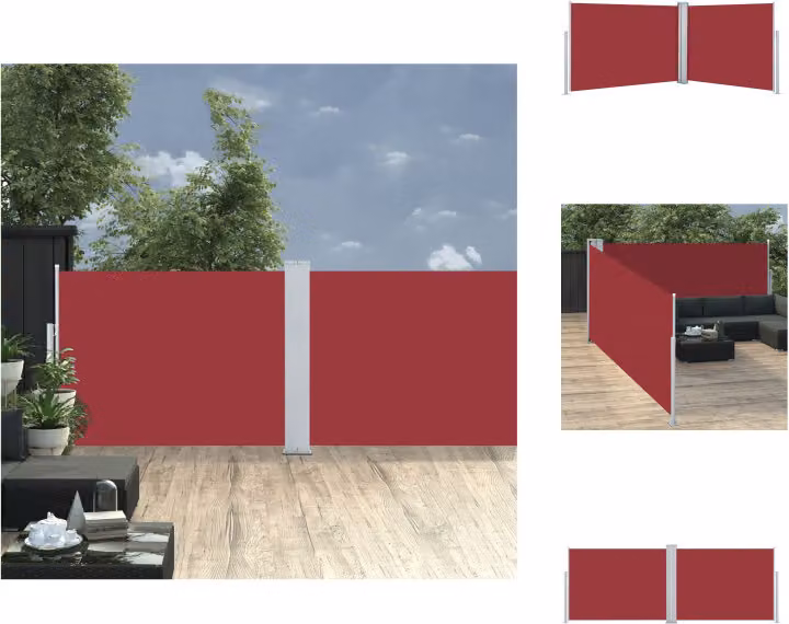 vidaXL Tenda laterale estensibile rossa 120 x 1000 cm - Ombrelloni e tende da sole