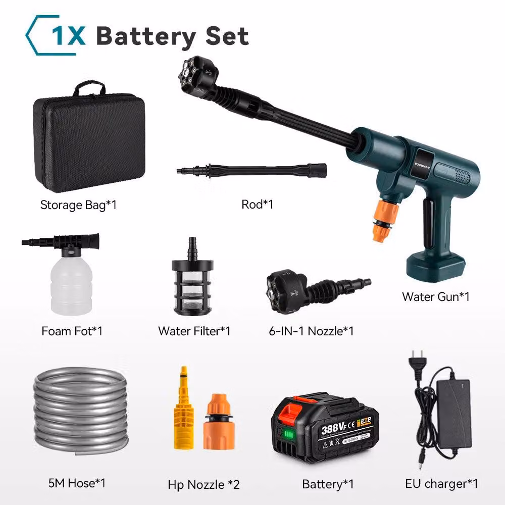 Idropulitrice senza fili - 200 bar - Motore 3500W - Include batteria e caricabatterie
