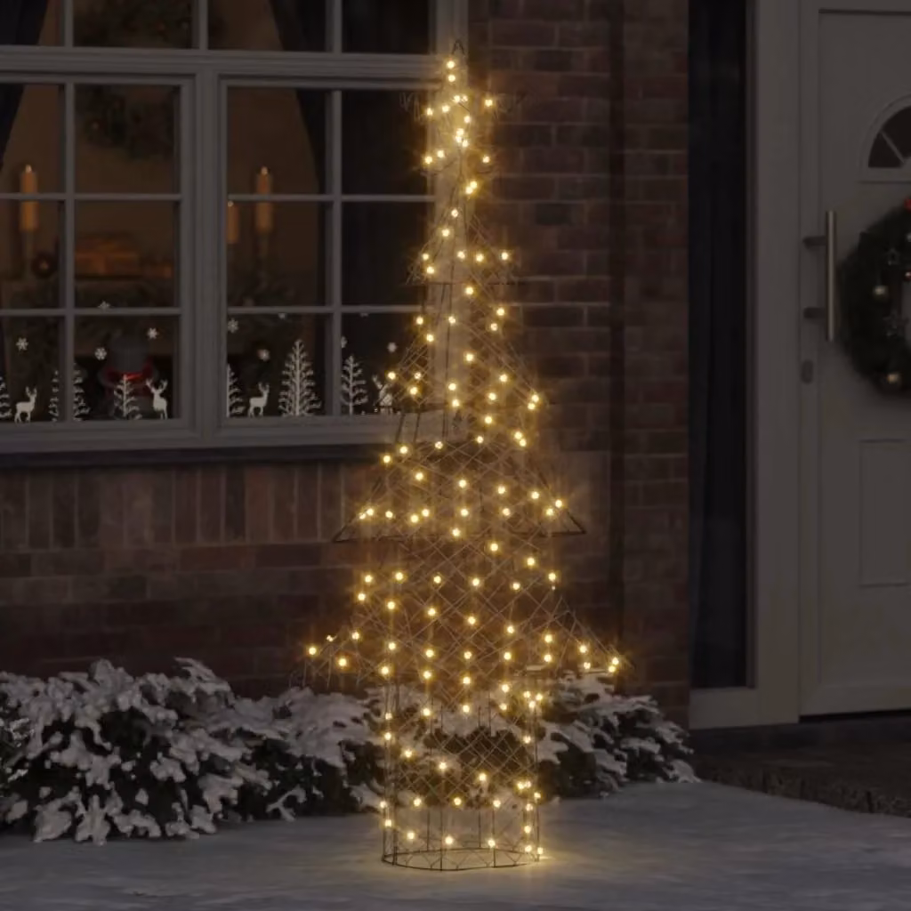 Albero di Natale moderno in rattan bianco con 240 LED a luce calda, Altezza: 180 cm – 2