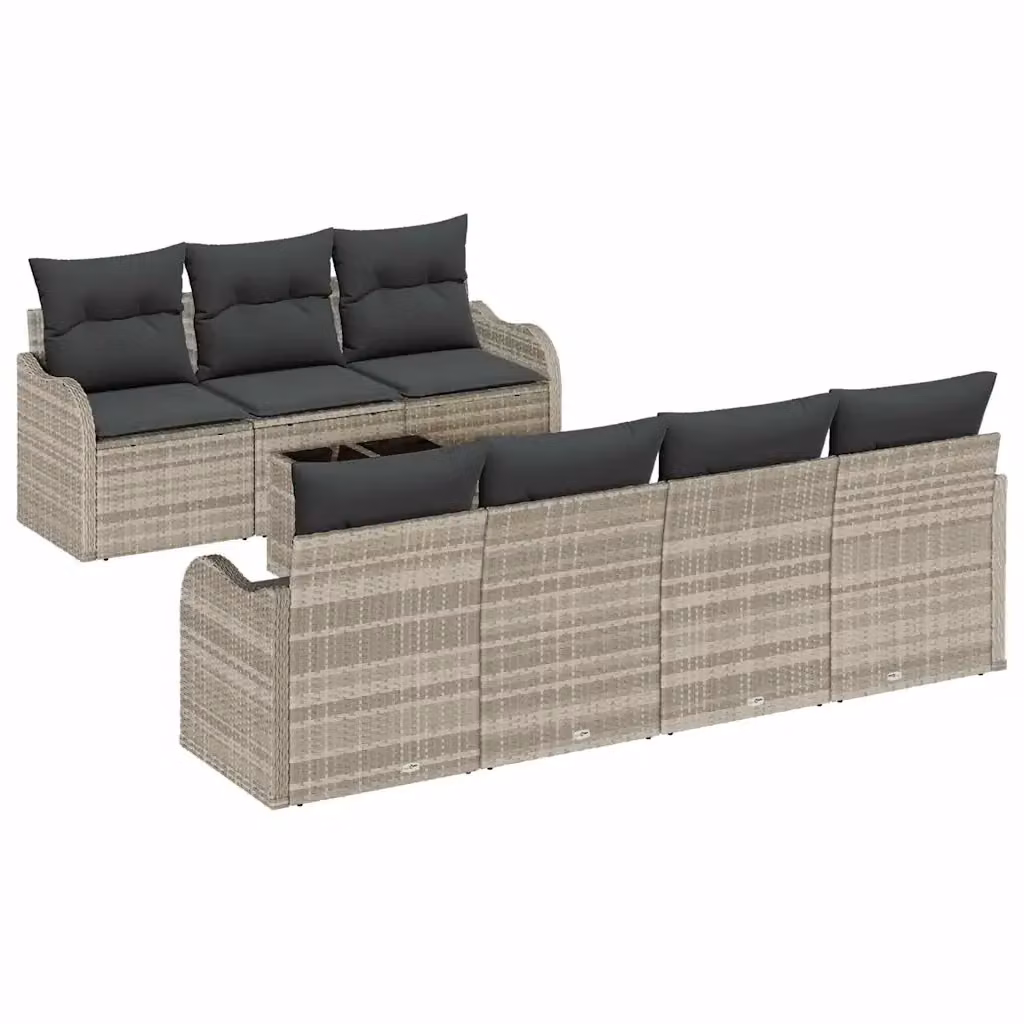 Set Divano da Giardino vidaXL 8 Pezzi con Cuscini Grigio Moderno per 7 Persone – 2