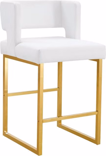 Set di 2 sgabelli da bar 48 x 53,3 x 91,4 cm in metallo e PU bianco e oro