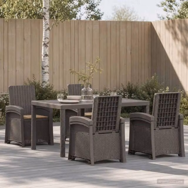 Set da Pranzo per Giardino 5 pz Grigio chiaro e Tortora PP 3430133