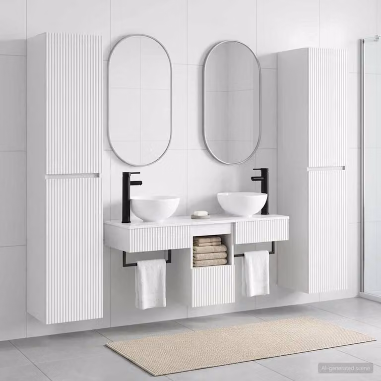 Set di mobili per il bagno moderno vidaXL in 5 pezzi Bianco Lucido con mobile sottolavabo e pensili