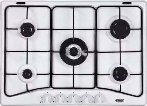 DE LONGHI YBF57ASV PIANO COTTURA DA INCASSO 70CM 5 FUOCHI A GAS COLORE BIANCO