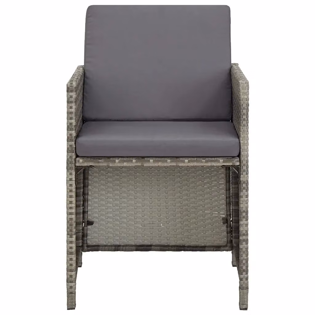 Set di 2 sedie da giardino con cuscini vidaXL in polyrattan grigio con braccioli – 2