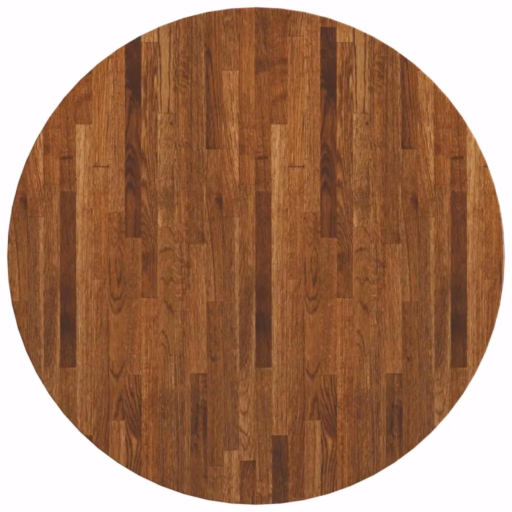 Piano del tavolo rotondo vidaXL in legno di quercia massello, Marrone, Ø 80 x 4 cm – 2