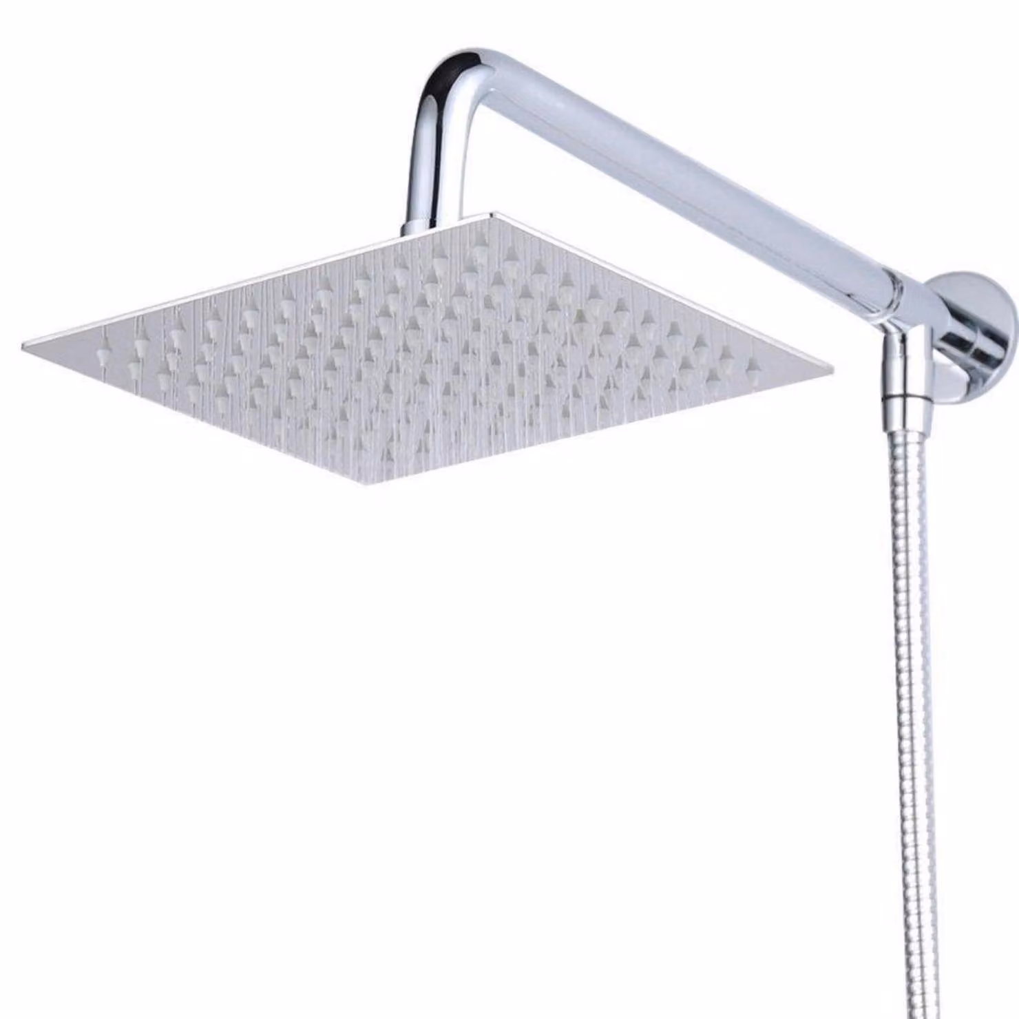 Rubinetto da incasso a soffitto, modello "Regendusche", diametro 40 cm, quadrato, acciaio inossidabile, finitura lucida con effetto specchio