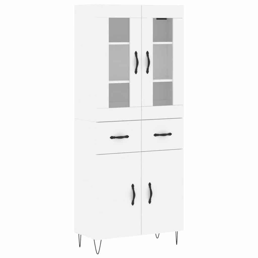 Credenza Bianca 69,5x34x180 cm in Legno Multistrato