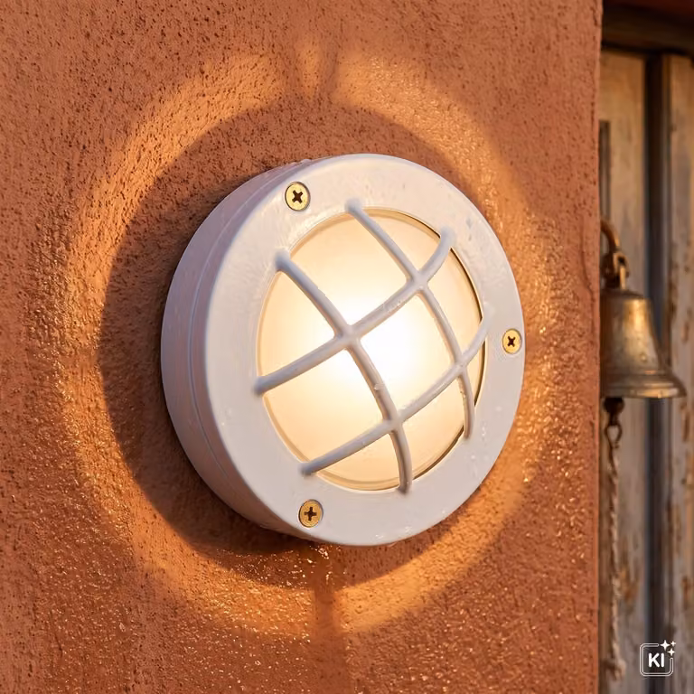 Lampada da parete per esterni in ottone D: 14 cm IP64 Bianco G9 rotondo Marittimo Luce da basamento Lampada da parete per esterni