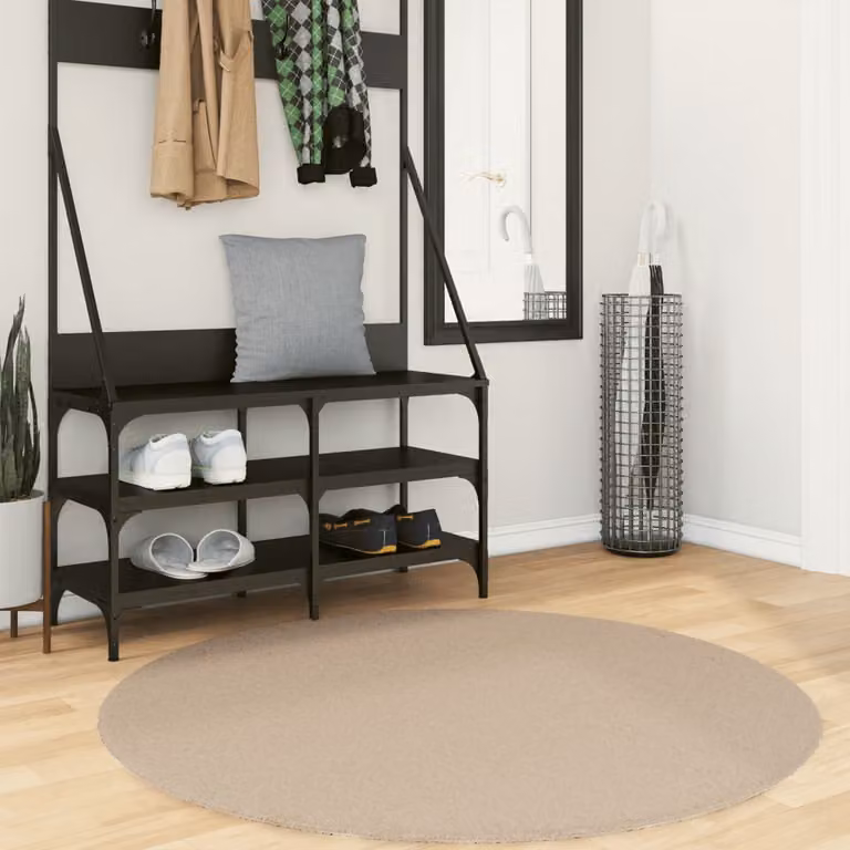 vidaXL Tappeto Rotondo a Pelo Corto HUARTE Sabbia, Lavabile e Antiscivolo, Ø 120 cm