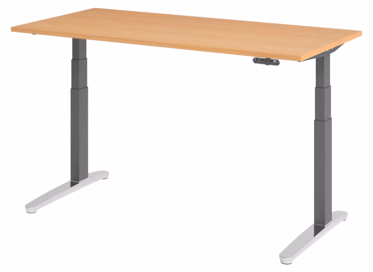 Scrivania elettrica bümö XBHM - Decorazione: faggio, dimensioni: 160 x 80 cm, telaio: grafite/alluminio lucido