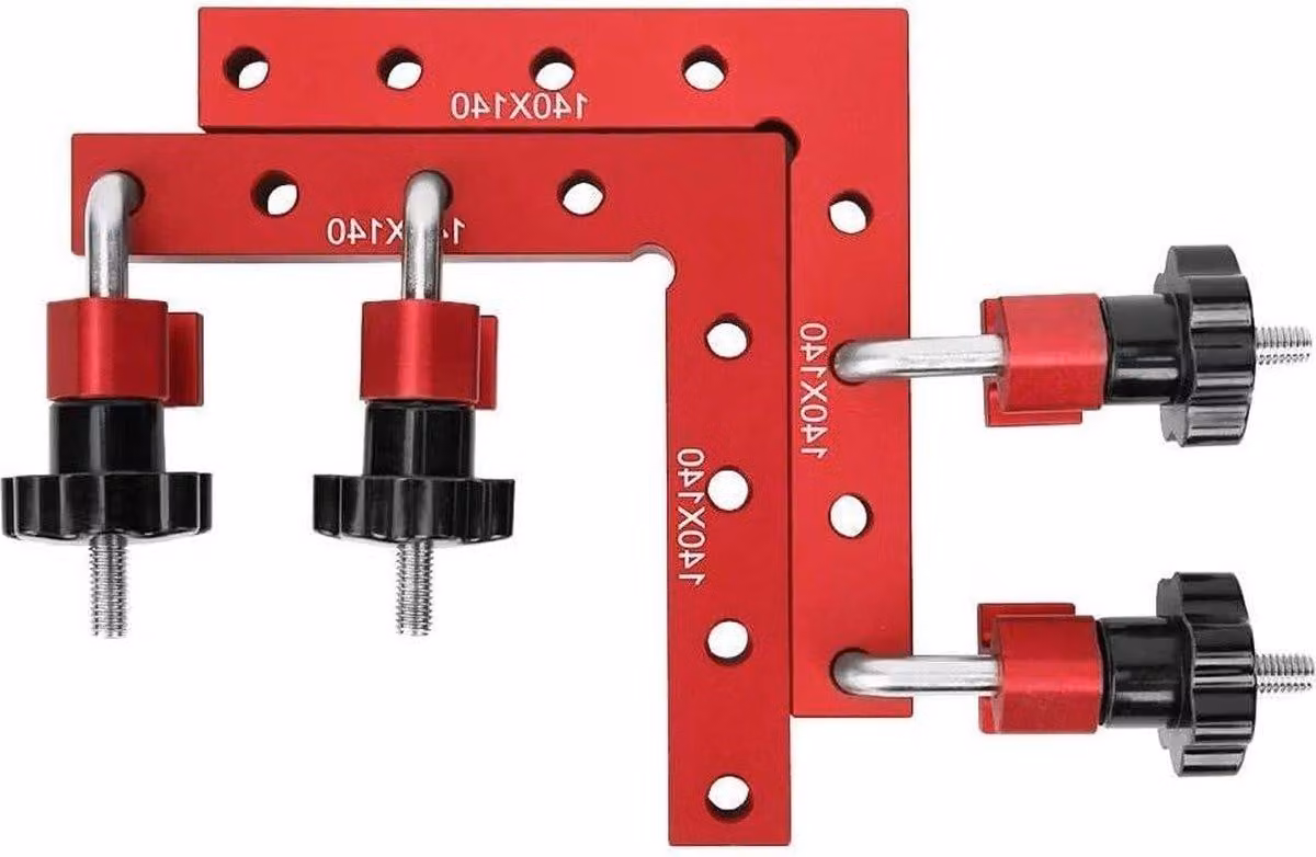 Goniometro a 90 gradi per l'allineamento preciso - Morsetto a forma di "L" per fissare pannelli di legno, dimensioni 140x140 mm - Ideale per falegnami e appassionati del fai-da-te