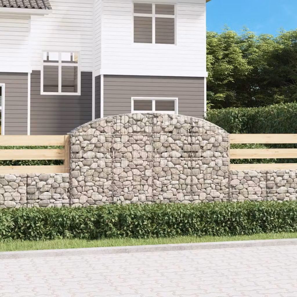 Cesto Gabbione ad Arco vidaXL in Acciaio Zincato Grigio L: 200 cm, P: 30 cm, H: 120/140 cm
