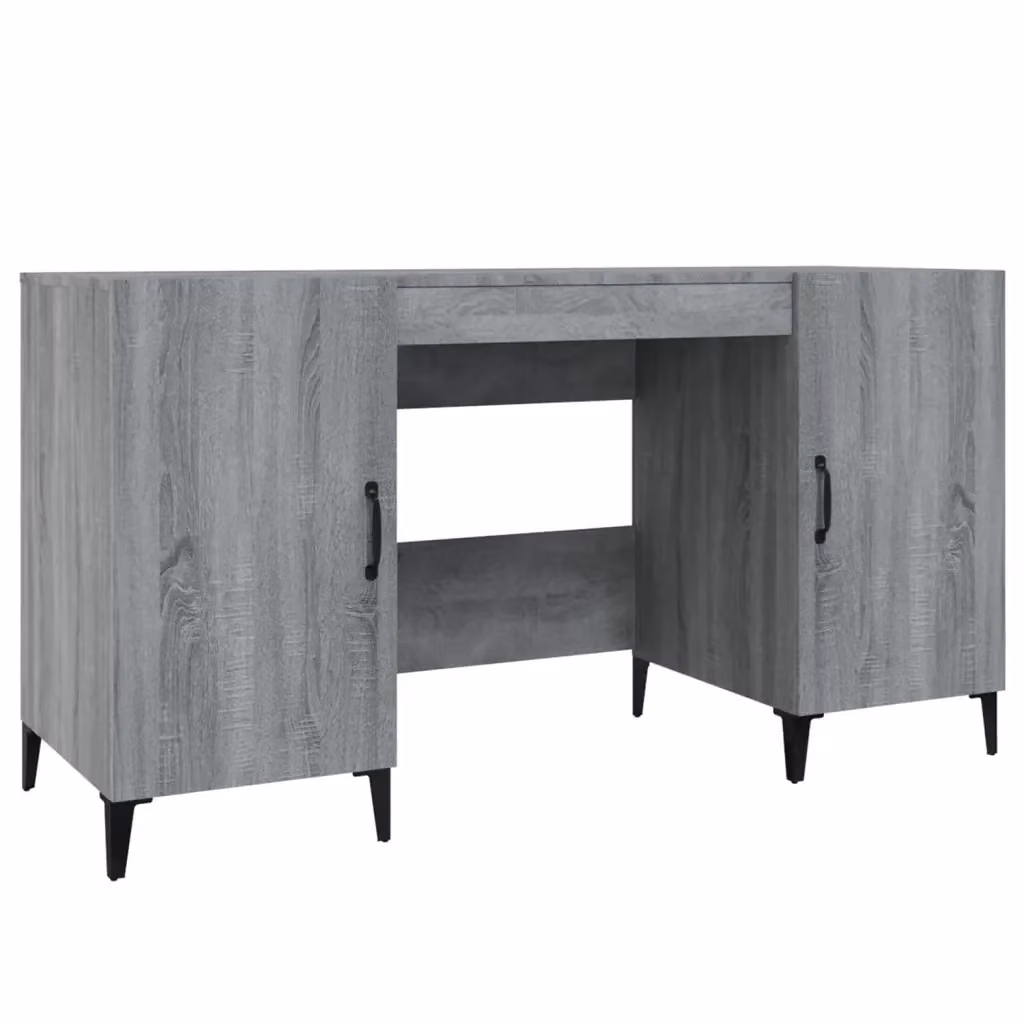 Scrivania da computer vidaXL Grigio in Legno e Metallo L: 140 cm, P: 50 cm, H: 75 cm – 2