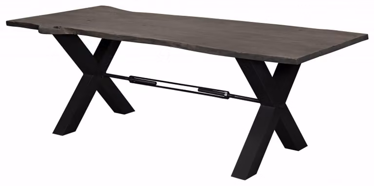 MASSIVMOEBEL24 | tavolo da pranzo in legno di Acacia 260x100x76 grigio scuro laccato IRON LABEL #119