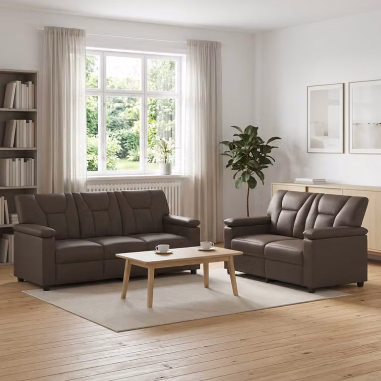 Set di 2 divani moderni vidaXL in similpelle grigia con struttura in metallo e coperture rimovibili per il tuo soggiorno