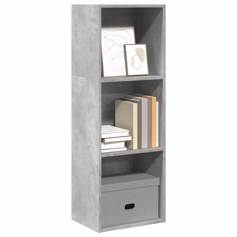 Libreria moderna vidaXL in legno e MDF grigio con pannello posteriore, L 40 cm x P 30 cm x H 114 cm