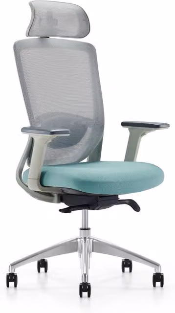 Sedia da ufficio ergonomica SINEM CASA VITAL grigio e verde con poggiatesta e struttura in metallo