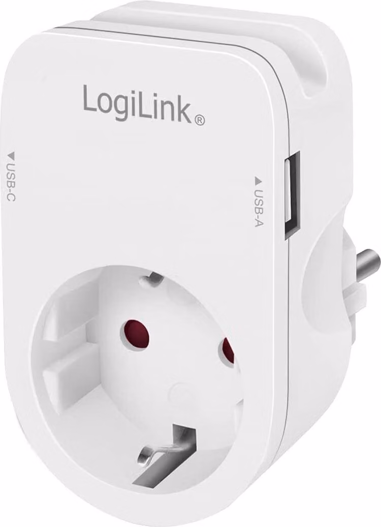 Adattatore LogiLink con vassoio per smartphone bianco 1x porta USB-A + 1x porta USB-C