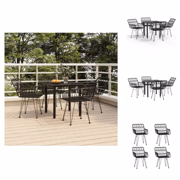vidaXL Set da pranzo da giardino 5 pezzi in poly rattan nero - Set di mobili da giardino