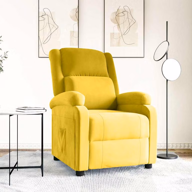 vidaXL Poltrona Reclinabile Relax in Velluto Giallo con Braccioli